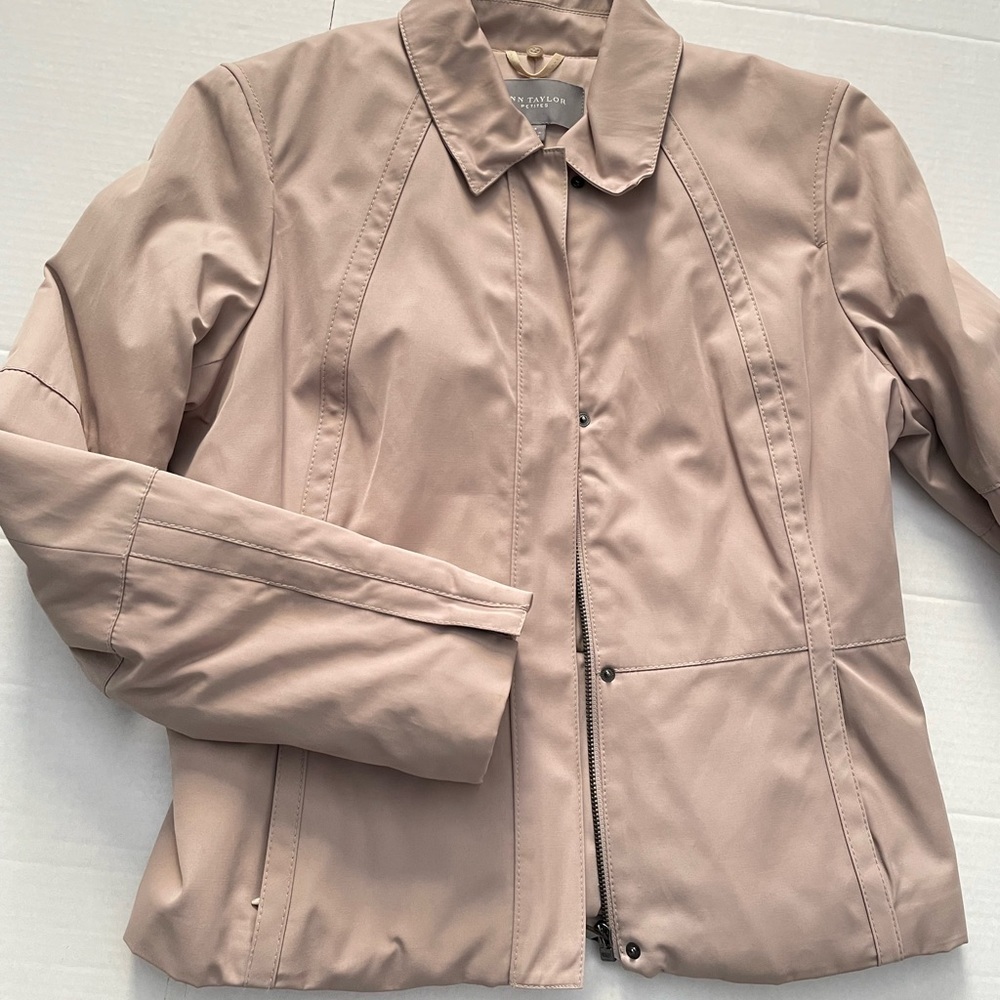 Ann Taylor Insulated Zipper & Snap Jacket, Beige, Size S/P